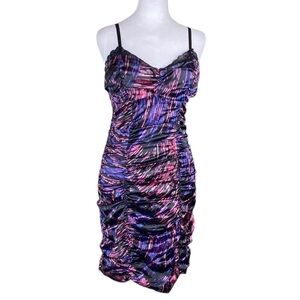 GUESS Purple and Pink Satin and Spandex Form Fitting Mini Dress size 10